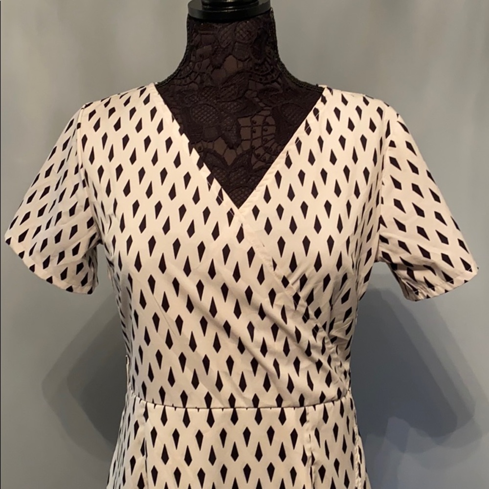 Cream and black crisscross extra long dress